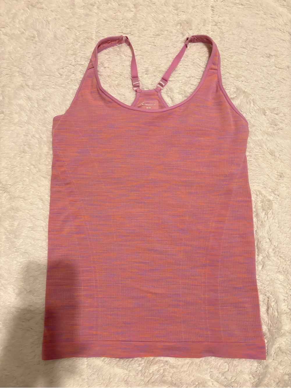 Climawear Seamless Athletic Tank Top Built-In Bra M Pink Purple Space Dye Racerb